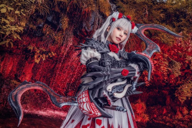 Enako in Lavala armor cosplay from Monster Hunter Wilds